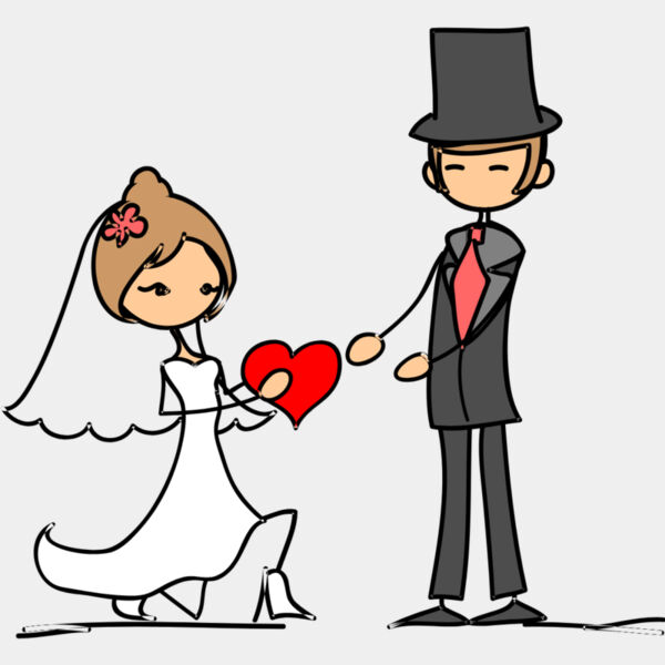 Cartoon Wedding Groom Bride Proposal 5 Thumbnail