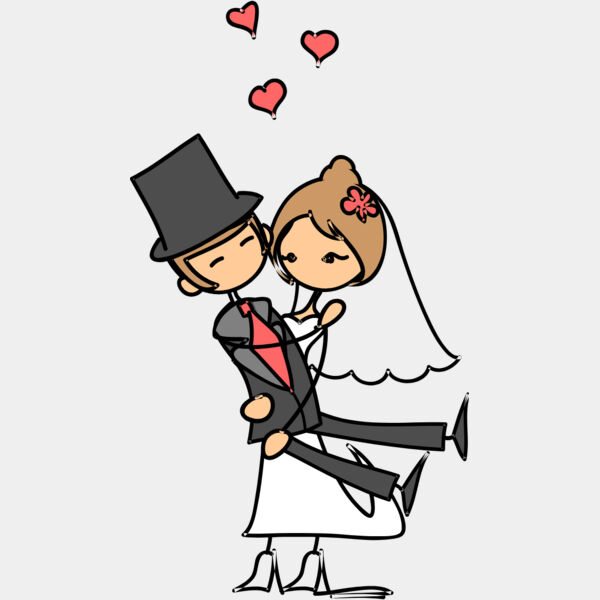 Cartoon Wedding Groom Bride Hug 11 Thumbnail